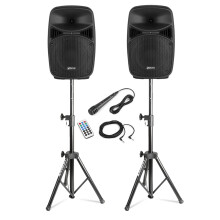 Vonyx VPS082A 8" Active PA DJ Speaker System, Stands, Bluetooth, Light Show