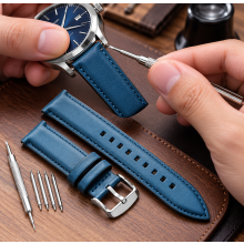Leather Watch Strap with Stainless Steel Buckle