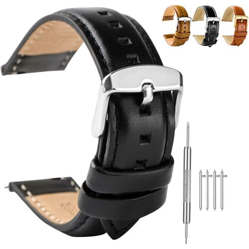 Leather Watch Strap with Stainless Steel Buckle 2