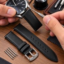Leather Watch Band with Quick Release Pins