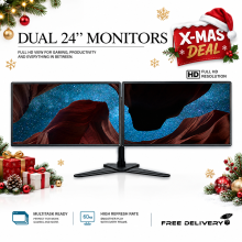 X-mas Dell 2 x 24" Dual Monitor Setup FULL HD 1920x1080 HDMI DP - Refurbished