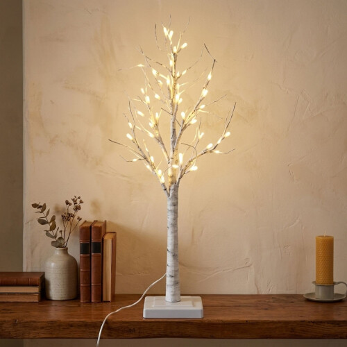 90cm LED White Birch Tree 36 White Lights Battery Operated Christmas Tree 1
