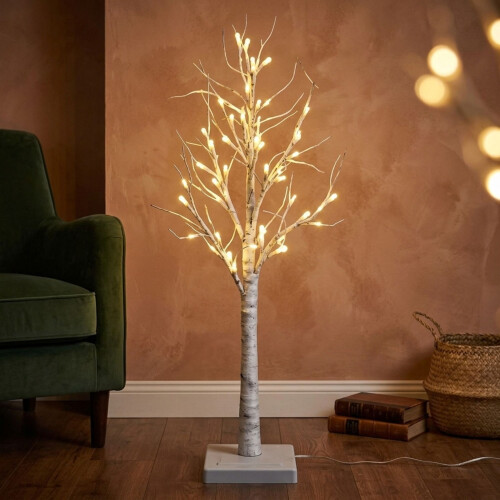 90cm LED White Birch Tree 36 White Lights Battery Operated Christmas Tree 2