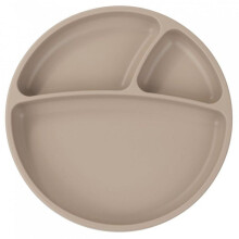 Assiette divisée à ventouse beige - MINIKOIOI - Plastique - Lavable au lave-vaisselle - 1 pièce