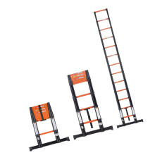 Teleskopleiter 3,8 m aus Aluminium-Duoku-mit Ein-Knopf-Retraktionssystem, Tragfähigkeit bis zu 150 kg, rutschfeste Stufen