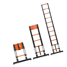 Teleskopleiter 322 cm aus Aluminium-Duoku mit Ein-Knopf-Retraktion, Tragfähigkeit bis zu 150 kg, rutschfeste Stufen