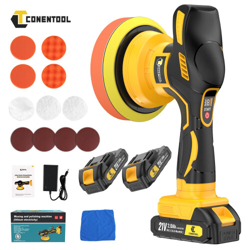 21V Cordless Car Polisher Buffer Dual Action Kit 8 Variable Speed + 2 Battery