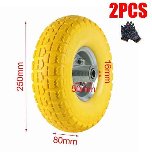 2PCS 10" Puncture Burst Proof Solid Rubber Sack Truck Trolley Wheel Spare Tyres 1