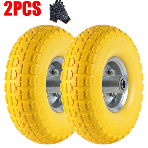 2PCS 10" Puncture Burst Proof Solid Rubber Sack Truck Trolley Wheel Spare Tyres 2