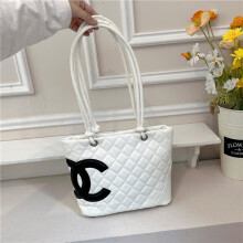 (White) Women's Diamond Contrast Small Tote Bag