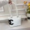 (White) Women's diamond contrasting 3D logo small tote bag 1