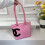 (Pink) Women's diamond contrasting 3D logo small tote bag 1