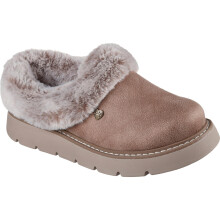 (2 UK, Taupe Textile) Skechers Womens Bob Keepsakes Lite Slip On Memory Foam Slipper Shoe