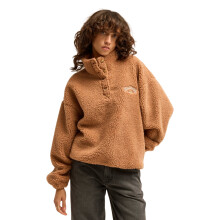 (8, Sugar Almond) Billabong Womens Run the Road Button-UP Half Zip Fleece