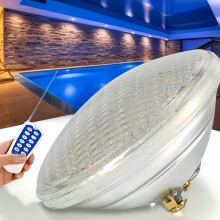 18W PAR56 RGB LED Swimming Pool Light, IP68 Waterproof Underwater Spotlight with 12-Key Remote Control, Glass SMD