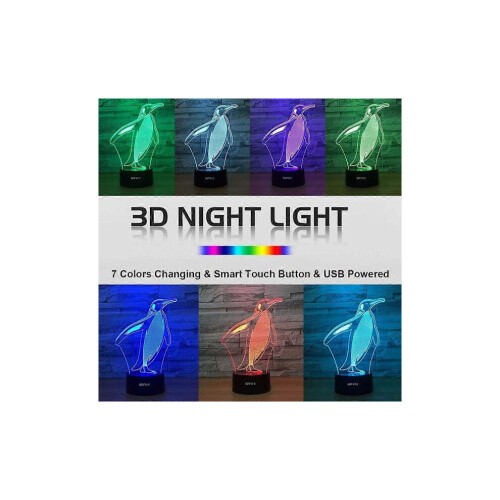 Λάμπα οπτικής ψευδαίσθησης Penguin 3D / Νυχτερινό φως 2D – Δώρο Χριστουγέννων 1