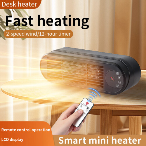 Smart Mini Desk Heater - Remote Control, Fast Heating, 12-Hour Timer, 15-32C Adjustable, Tilt Protection 1