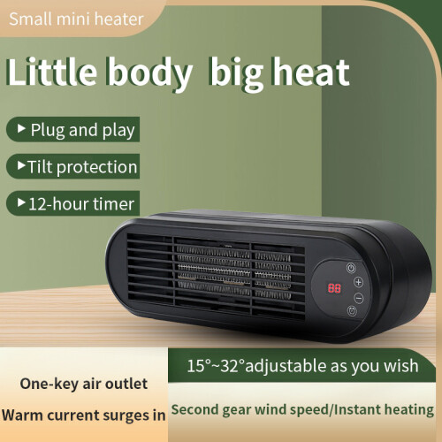 Smart Mini Desk Heater - Remote Control, Fast Heating, 12-Hour Timer, 15-32C Adjustable, Tilt Protection 2
