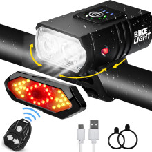 Zestaw oświetlenia rowerowego, oświetlenie rowerowe 1000 lumenów, ładowane przez USB, oświetlenie rowerowe (tylne światło z k