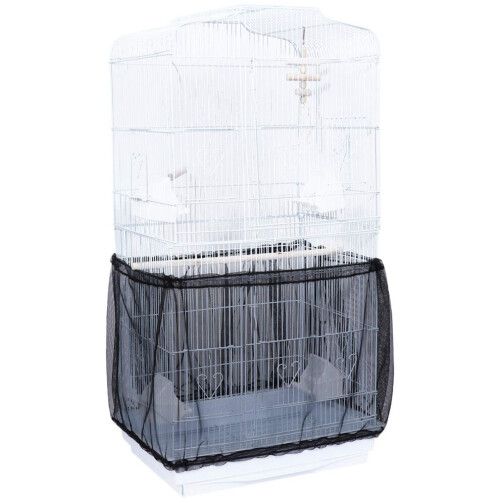 2x Bird Cage Cover Seed Catcher – Nylon Mesh Netting Guard (Black) 1