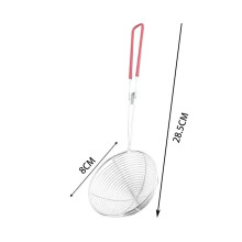 Edelstahl-Schaumsieb – 28,5 cm langer Griff mit hitzebeständigem, rosafarbenem Griff, 8 cm Korb, Küchenabtropfsieb für Nude