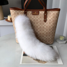 Portachiavi in peluche a forma di coda di volpe sintetica da 38 cm - Grande ciondolo soffice in pelliccia sintetica, charm pe