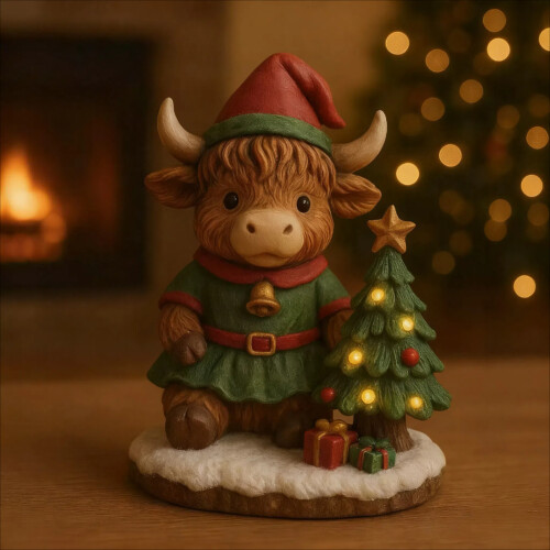 Décoration de Noël vache Highland lumineuse avec LED