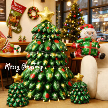 Ensemble de ballons de Noël 4 pièces | Comprend un grand sapin de 130 cm, un petit sapin de 38 cm, un Père Noël de 60 cm et u