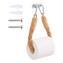 Porte-rouleaux de papier toilette et d'essuie-tout en corde nautique facile à installer ; matériau vintage et style industrie