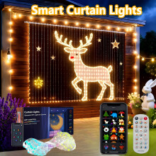 Guirlande lumineuse LED intelligente 3 m x 3 m, 400 LED, contrôlable via une application, idéale pour décorer vos fenêtres à
