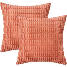 Housses de coussin en velours côtelé brodé, rayures style bohème, lot de 2