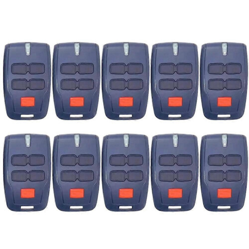 Pack of 10 4-button remote controls, 433 MHz rolling code, garage door remotes compatible with BFT MITTO 2 and MITTO 4.