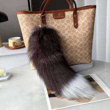 Porte-clés queue de renard en peluche de 38 cm - Grand pendentif en fausse fourrure duveteuse, breloque pour sac, accessoire