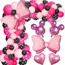 2-teiliges hochwertiges Ballonbogen-Set für Prinzessinnenpartys; Girlande aus Naturlatex im Minnie-Mouse-Stil mit Folienherz-