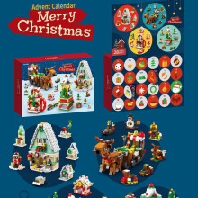 Kerstkalender met bouwblokken, 24-daagse verrassingskalender, dagelijkse mini-bouwprojecten, educatief speelgoed, kerstcadeau