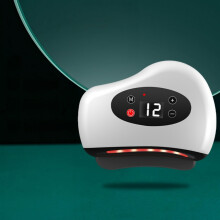 Elektrische Gua Sha-massager met warmte en vibratie, draadloos gezichts- en nekmassageapparaat met 12 standen, oplaadbaar via