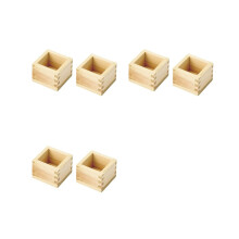 Japanisches Sakebecher-Set aus Holz (Masu-Box), 6-teilig – 8 cm (L) x 5 cm (H), quadratisch