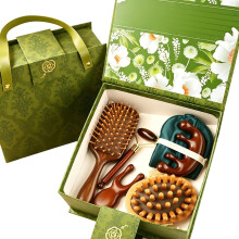 Kerstcadeau voor mama: Houten kam cadeauset | Groene sandelhouten massagekam met luchtkussen | Moederdagcadeau