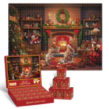 Kerstadventskalender puzzel met verrassingspakket - 24 vakjes, 1008 stukjes, educatief speelgoed, kerstcadeau voor jongens en