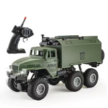 Op afstand bestuurbare militaire vrachtwagen, schaal 1:16, 6WD, terreinvaardig militair transportvoertuig met ledverlichting