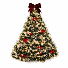Kit para armar tu propio árbol de Navidad, árbol de fieltro de 80 cm para colgar en la pared con luces, lazos y adornos, deco
