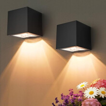 Paquete de 2 luces solares de pared para exteriores - Doble color (blanco cálido y blanco frío) Ajustables, impermeables IP65