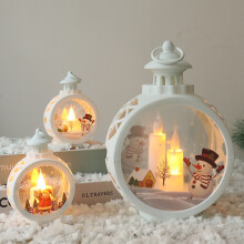 Christmas Vintage LED Lantern Decor 3-Piece Set | 1 Large & 2 Small | Santa/Reindeer/Snowman Patterns | Christmas Tabletop De