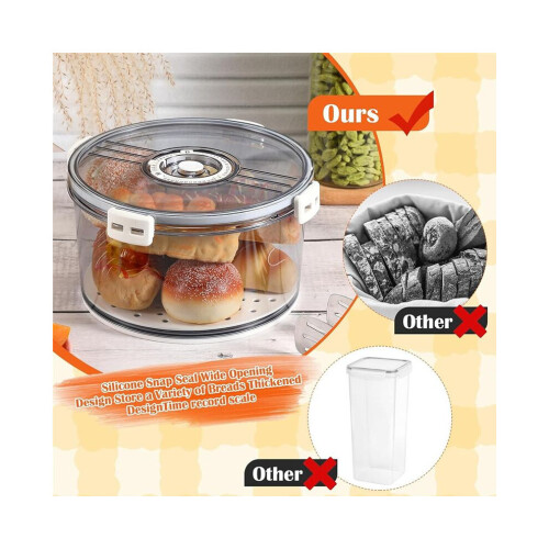 Airtight Bread Box, Round, Storage Container for Homemade Bread, Date Tracker, Bread Storage for Home-Baked Bread 1