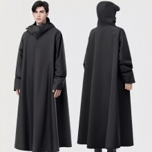 Modischer langer Regenmantel – wasserdicht, mit Kapuze – lockerer Schnitt, Regenponcho – ideal zum Radfahren und Pendeln –