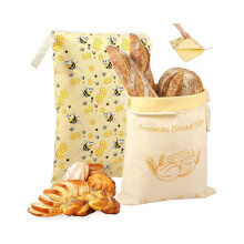 Pack of 2 Large Beeswax Bread Bags (42 x 33 cm) – Beeswax Bread Bag with L-Shaped Zipper and Handle