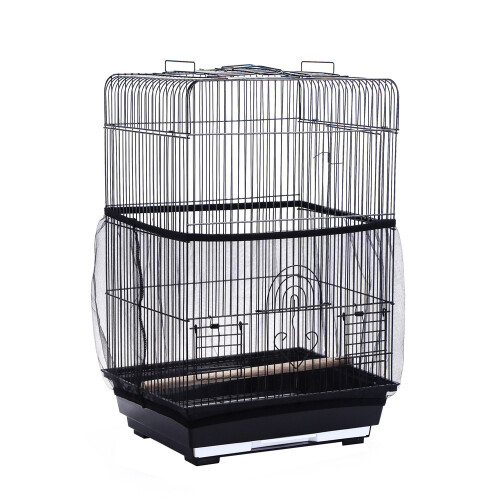 2x Bird Cage Cover Seed Catcher – Nylon Mesh Netting Guard (Black)
