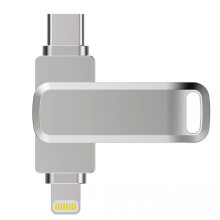 Dysk flash USB z podwójnym interfejsem 64 GB | Kompatybilny z telefonami/komputerami iPhone Lightning i Type-C | Dysk 2 w 1
