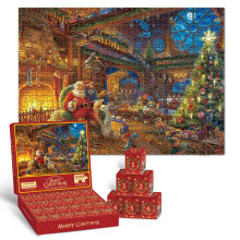 Vianočný adventný kalendár - puzzle so zaslepovacou krabicou - 24 mriežok, 1008 dielikov, vzdelávacia hračka, vianočný darček