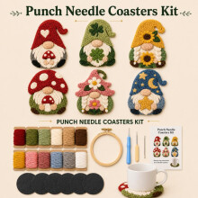 Punch Needle Coasters DIY Kit 2 Sets of 12| Christmas Gift
